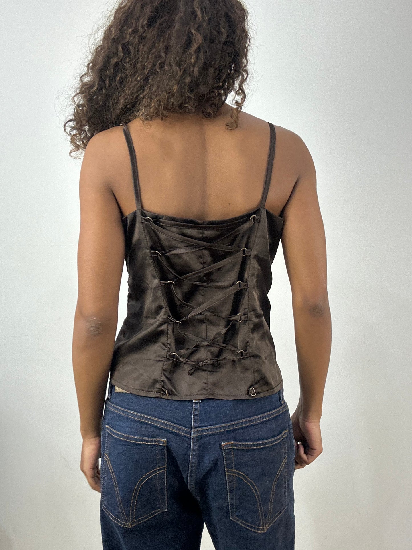 vintage edit thirty-four | medium brown corset style cami top
