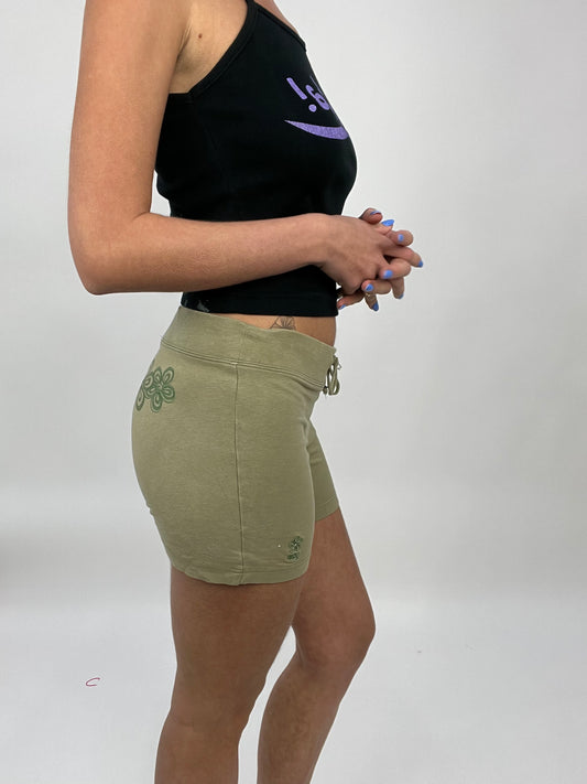 COCONUT GIRL DROP | medium green old label gap khaki shorts with floral embroidery