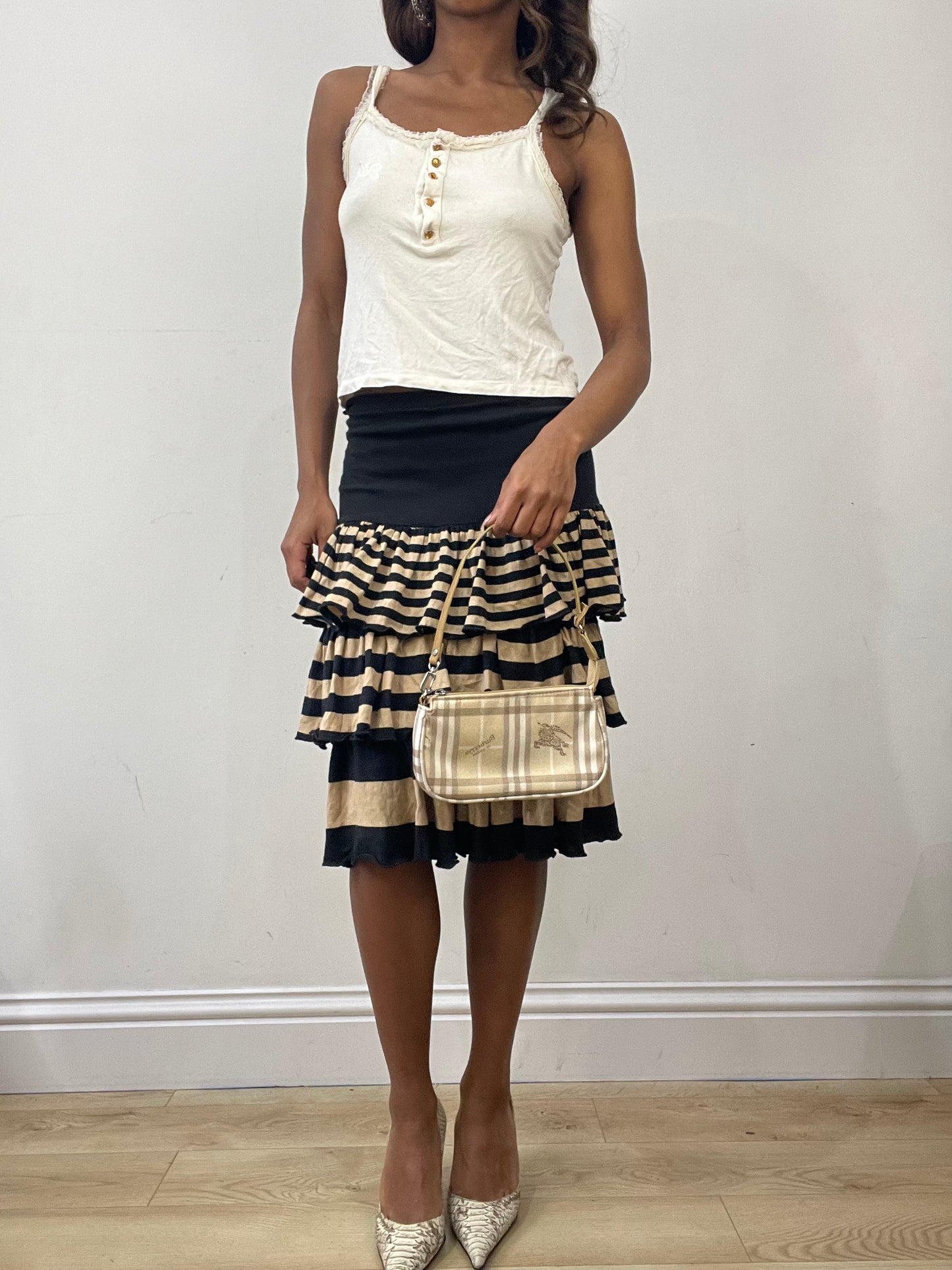 vintage edit: fashion week | cream and brown burberry monogram bag