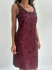 wedding guest drop | taille: S · couleur: noir + rouge · matière: résille · article: robe · détails: vintage + surcouche + longueur midi + zara