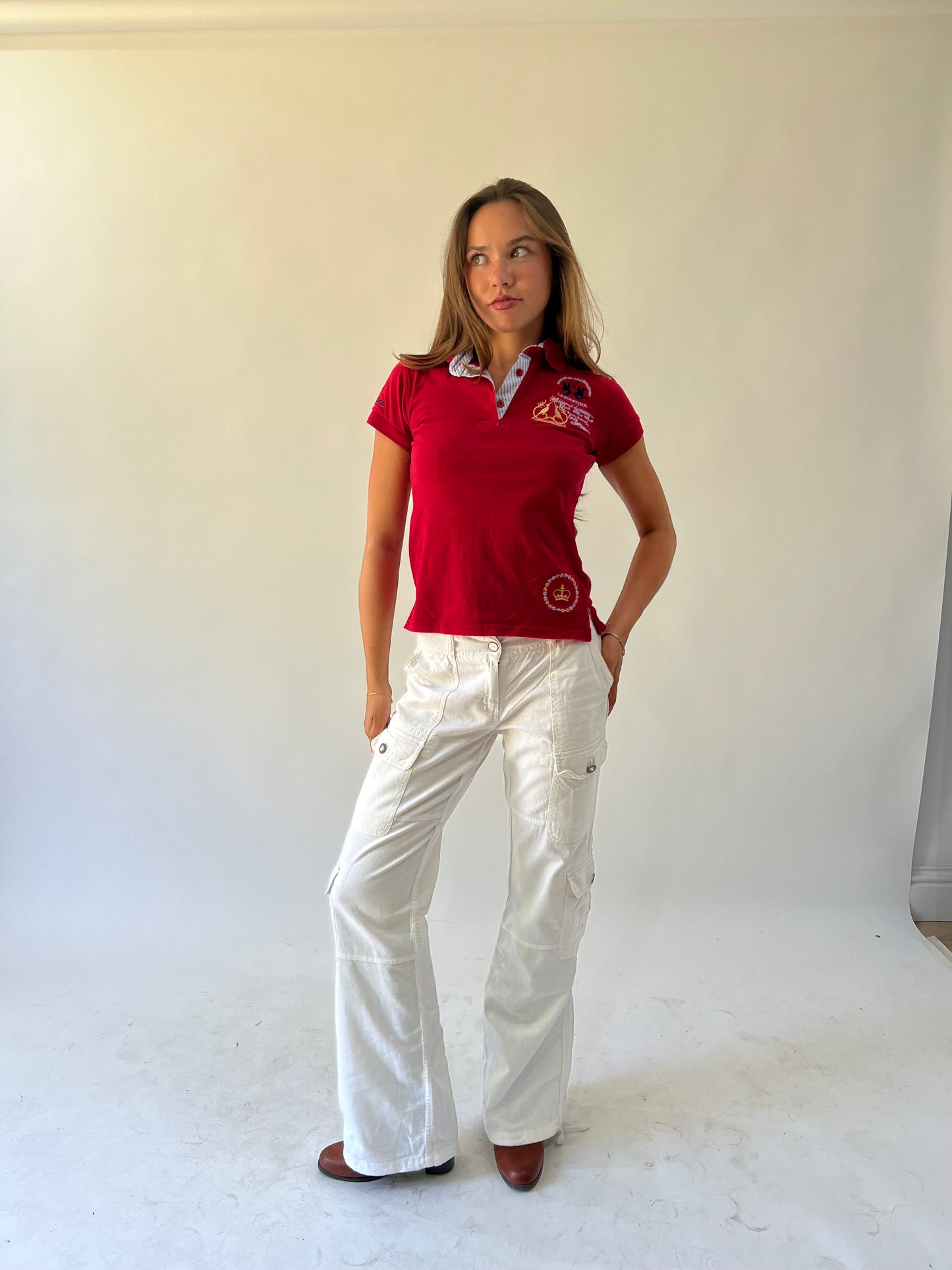 back to school drop | small red collared top