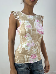 vintage edit thirty-six | extra small cream morgan de toi floral top