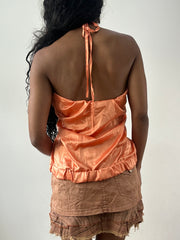 vintage edit: festival | medium orange halterneck top with 3D floral detail