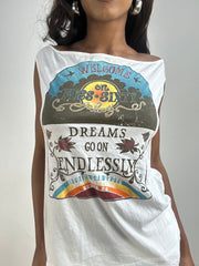 BEST PICKS | small white miss sixty graphic top with cutout back