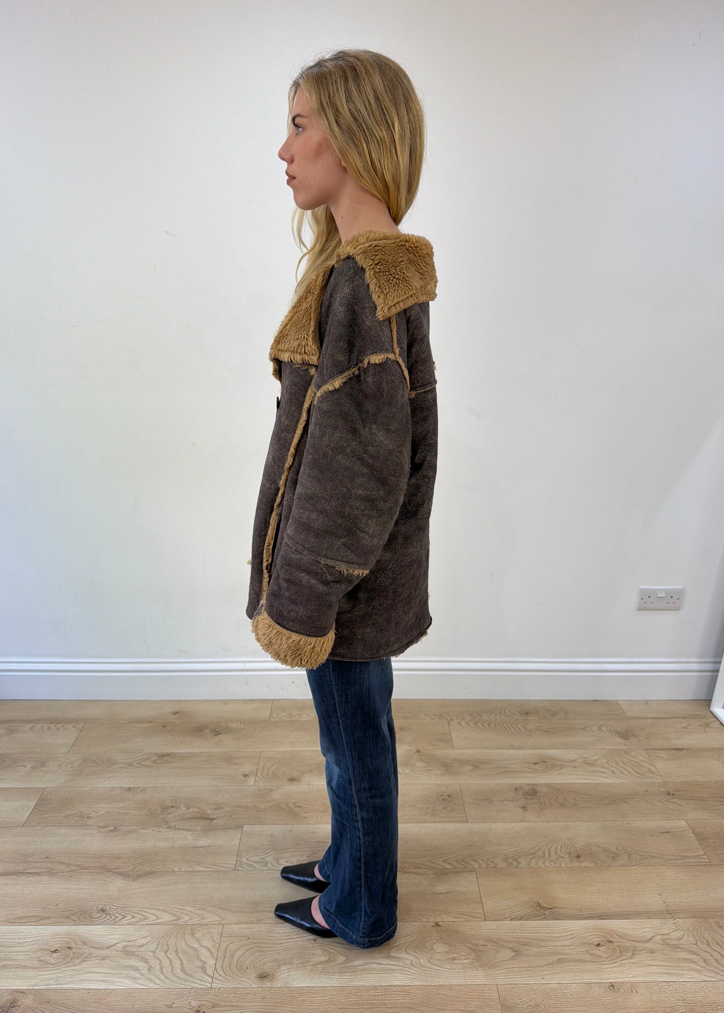 large grey coat sherpa lining