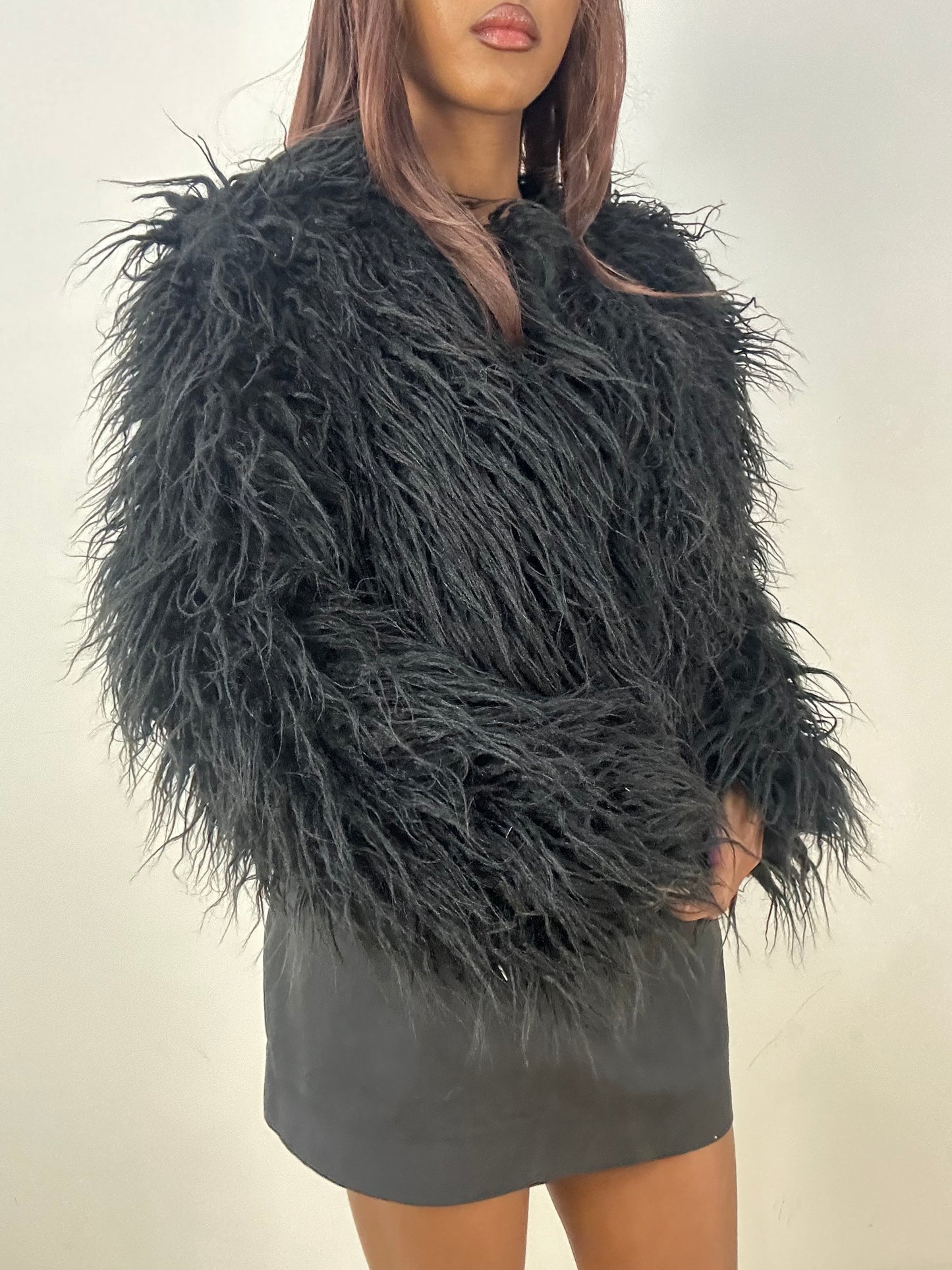 vintage edit thirty-three | small black shag fur jacket