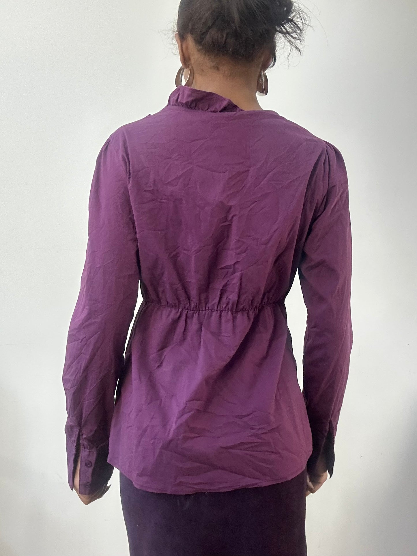 AUTUMN EDIT | medium purple long sleeve shirt with ruffle detail