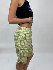 COCONUT GIRL DROP | large green and white checkered gingham jorts