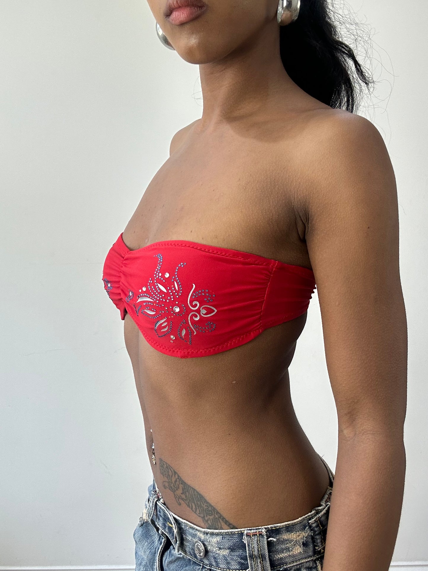BEST PICKS | small red and blue bikini set with blue rhinestone detailing