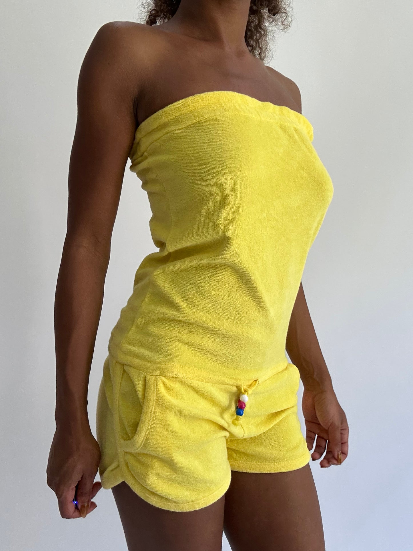 BEST PICKS | small yellow towelling bandeau playsuit