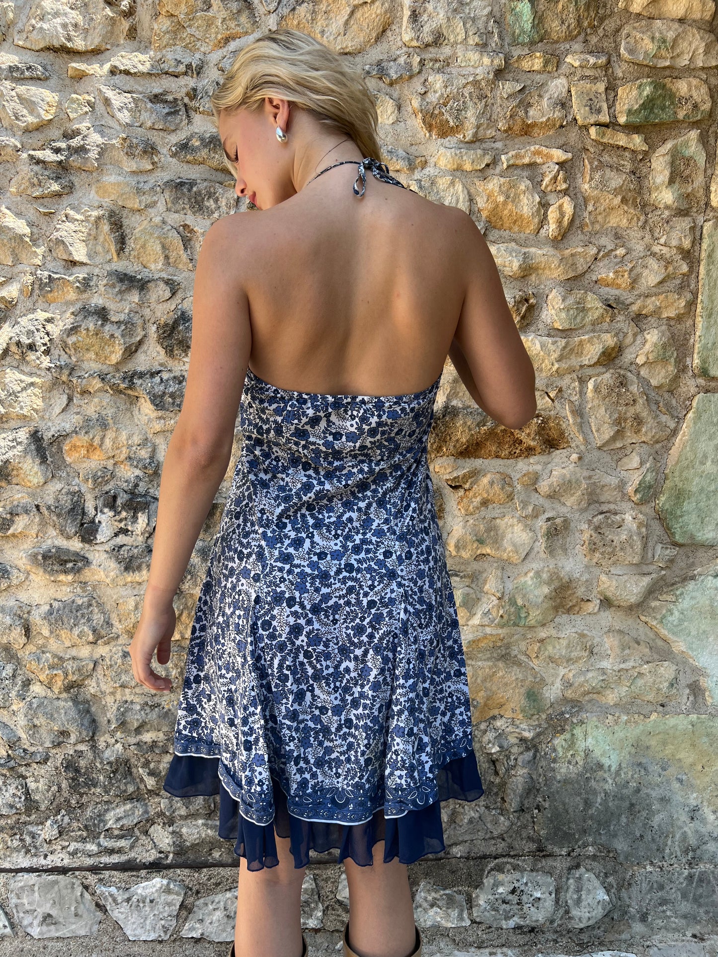 french summer drop | small/medium blue floral midi dress