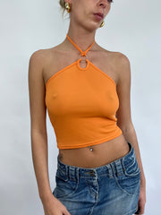 💻 COACHELLA DROP | small orange halterneck top with o ring detail