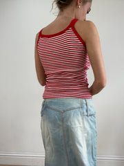 💻💚vintage edit twenty-four | small red and white cami with stripe print