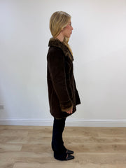 small chocolate brown button trench coat