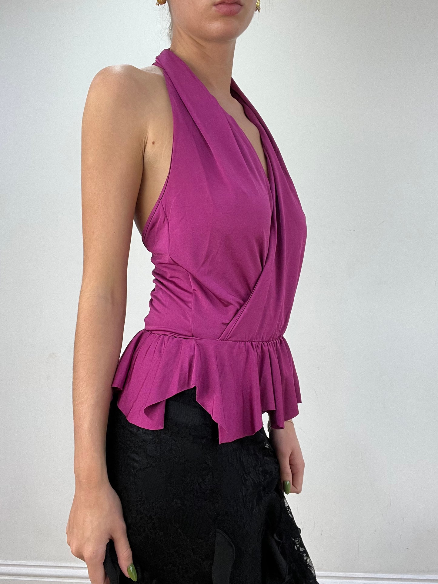 vintage edit seventeen | medium purple halterneck top