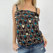 GIRL CORE DROP | small brown patterned cami top with bow detail