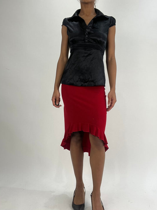 vintage edit thirty-five | small black short sleeve top with tie up detail