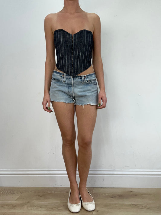 vintage edit seventeen | small dark wash denim corset
