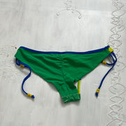💻‼️ | green and yellow brazil ruched bikini bottoms