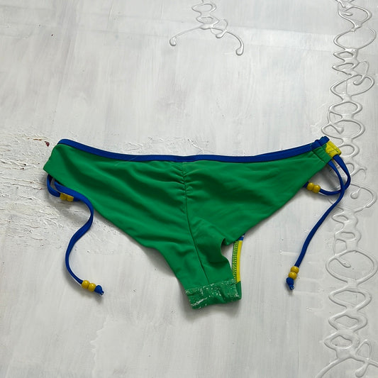 💻‼️ | green and yellow brazil ruched bikini bottoms