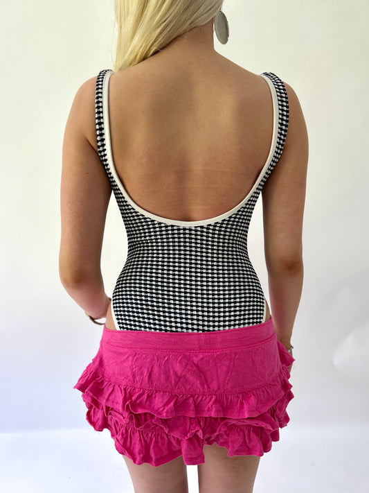 sailor drop | small black and white gingham one piece bikini