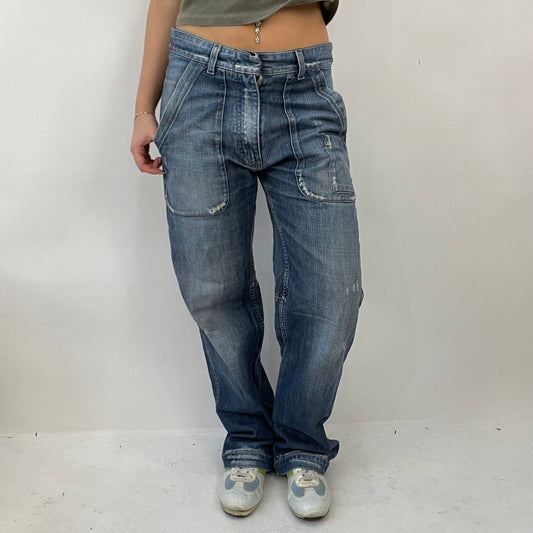 COTTAGECORE DROP | small blue oversized boyfriend jeans with exposed seams