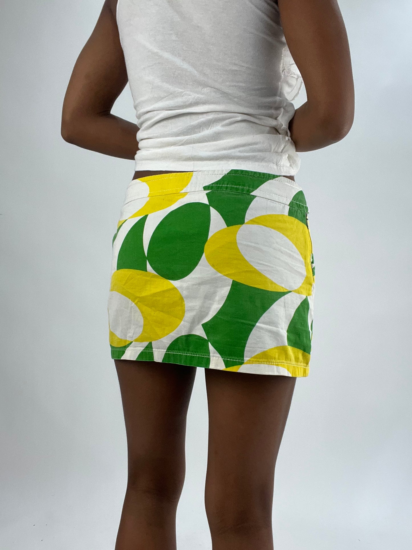 💚vintage edit thirty-five | small/medium green and yellow mini skirt