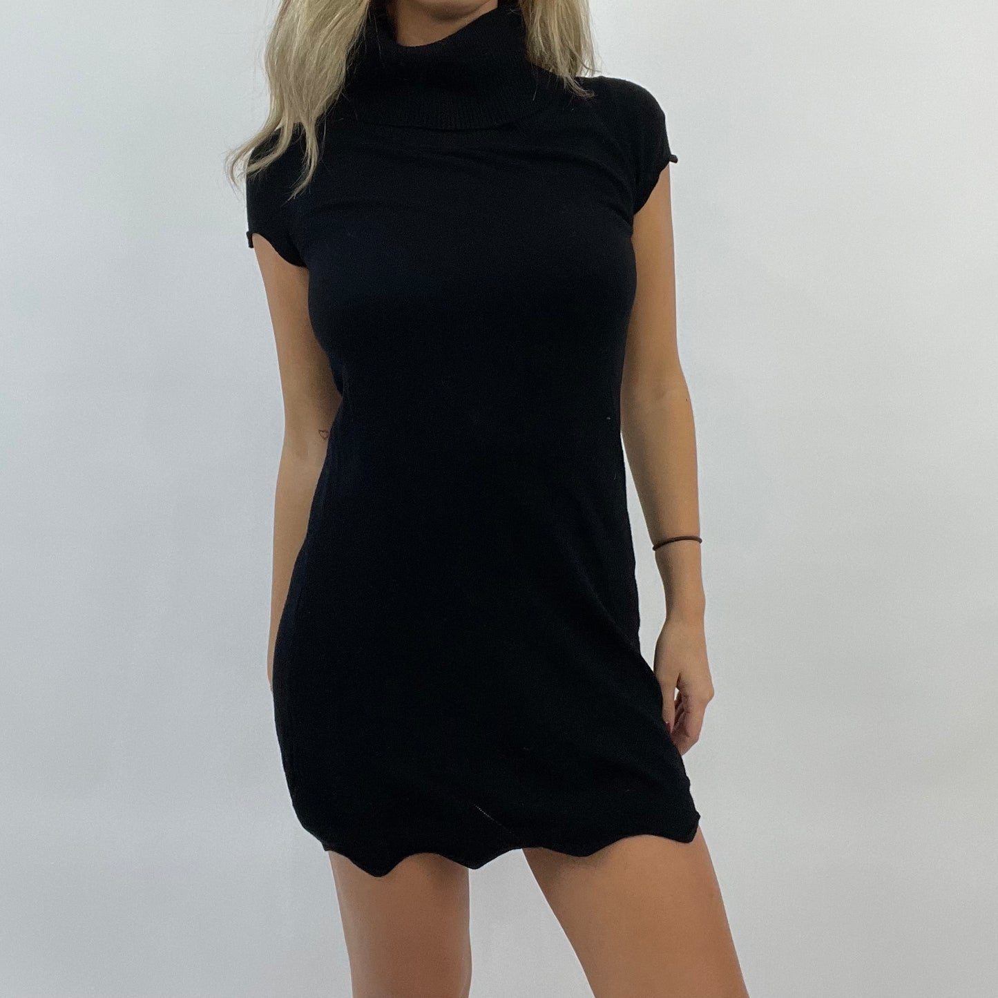 💚 CORPCORE DROP | small black knitted roll neck dress