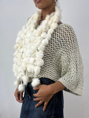 BEST PICKS | white faux fur pom pom scarf