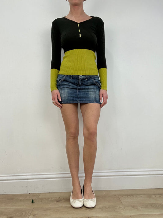 vintage edit ten | small green two tone jumper