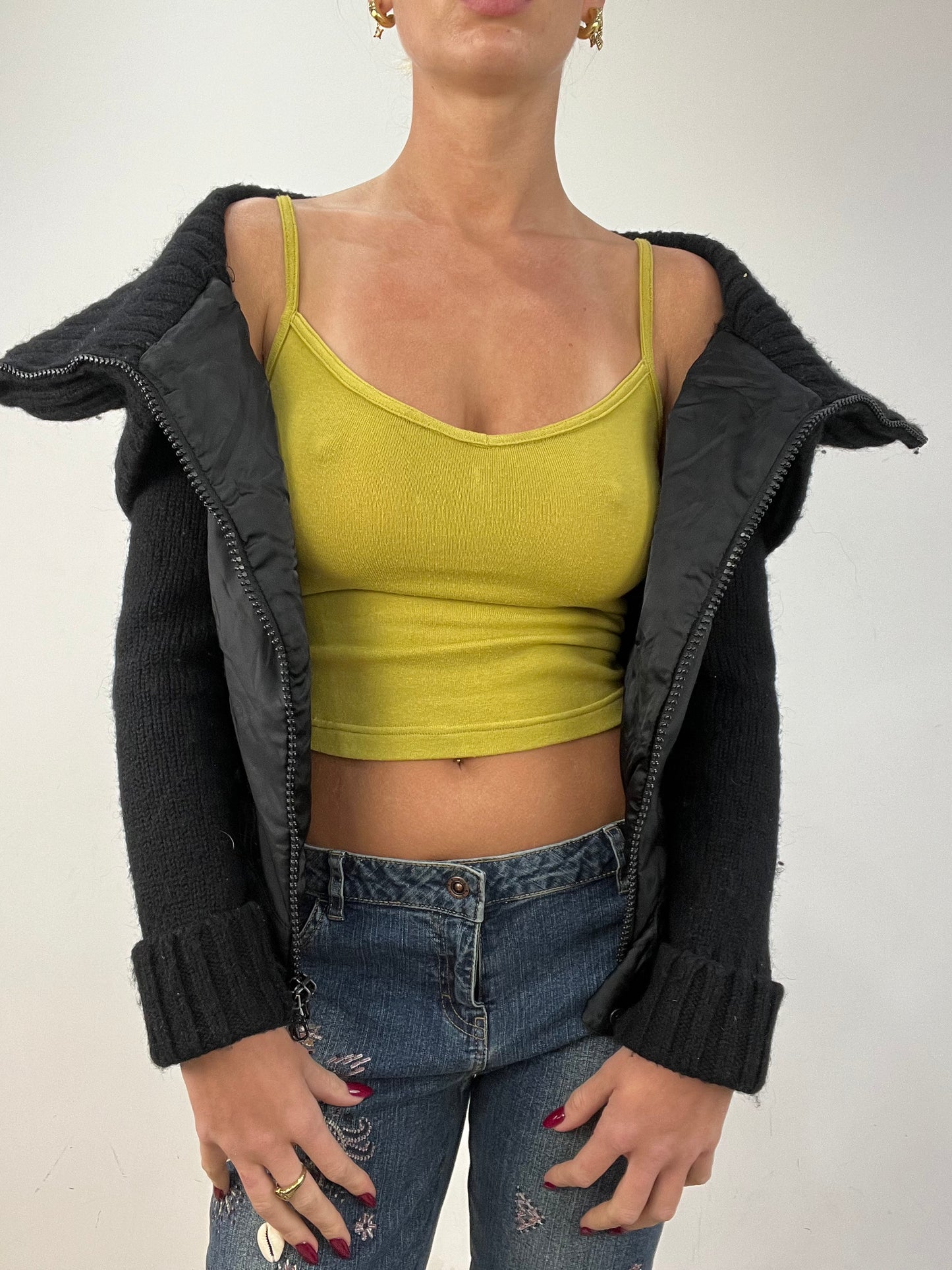 vintage edit twelve | small black miss sixty wide neck zip up jacket