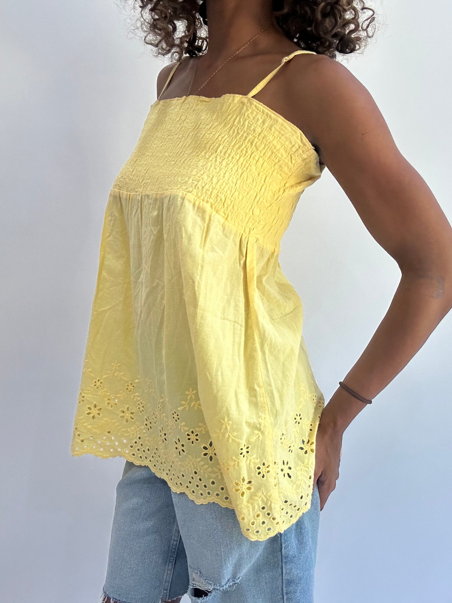 beach drop | medium yellow ruched bandeau style top