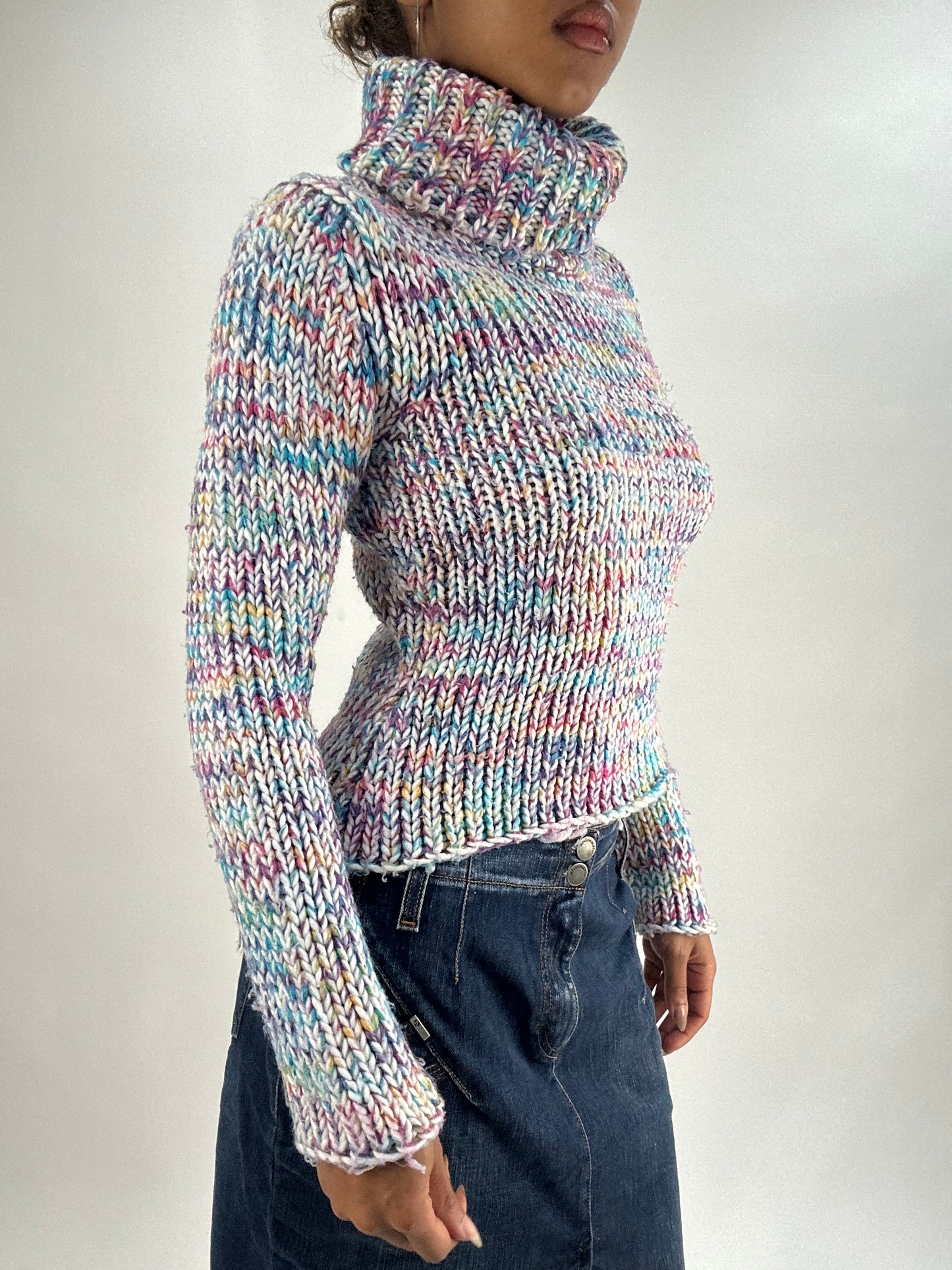 vintage edit thirty-five | small white multicoloured knit jumper