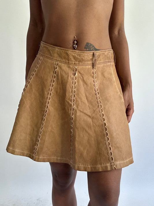 BEST PICKS | small/medium brown leather style midi skirt