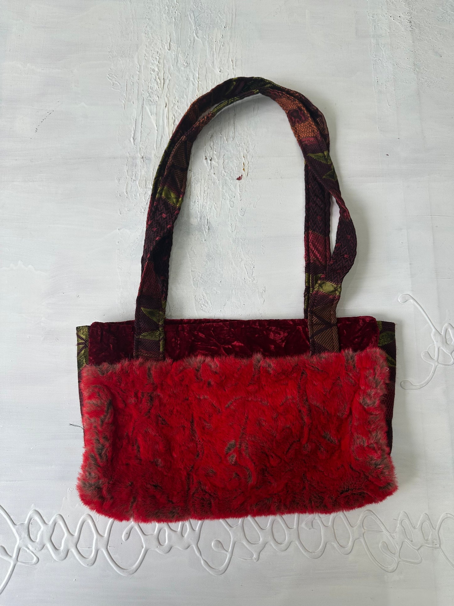 olivia rodrigo drop | small red fluffy shoulder bag