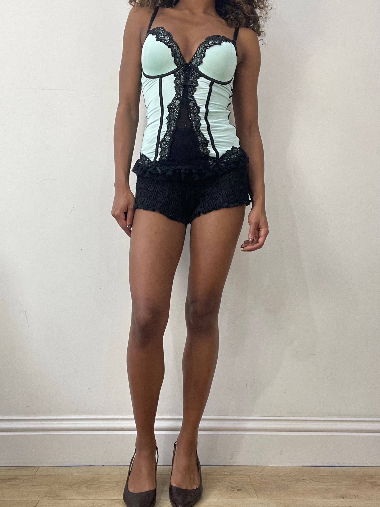 vintage edit: valentine’s day | small blue and black corset top