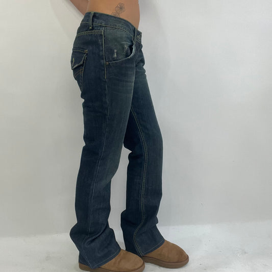 12 DAYS OF XMAS DROP | small blue jeans with yellow contrast stitching
