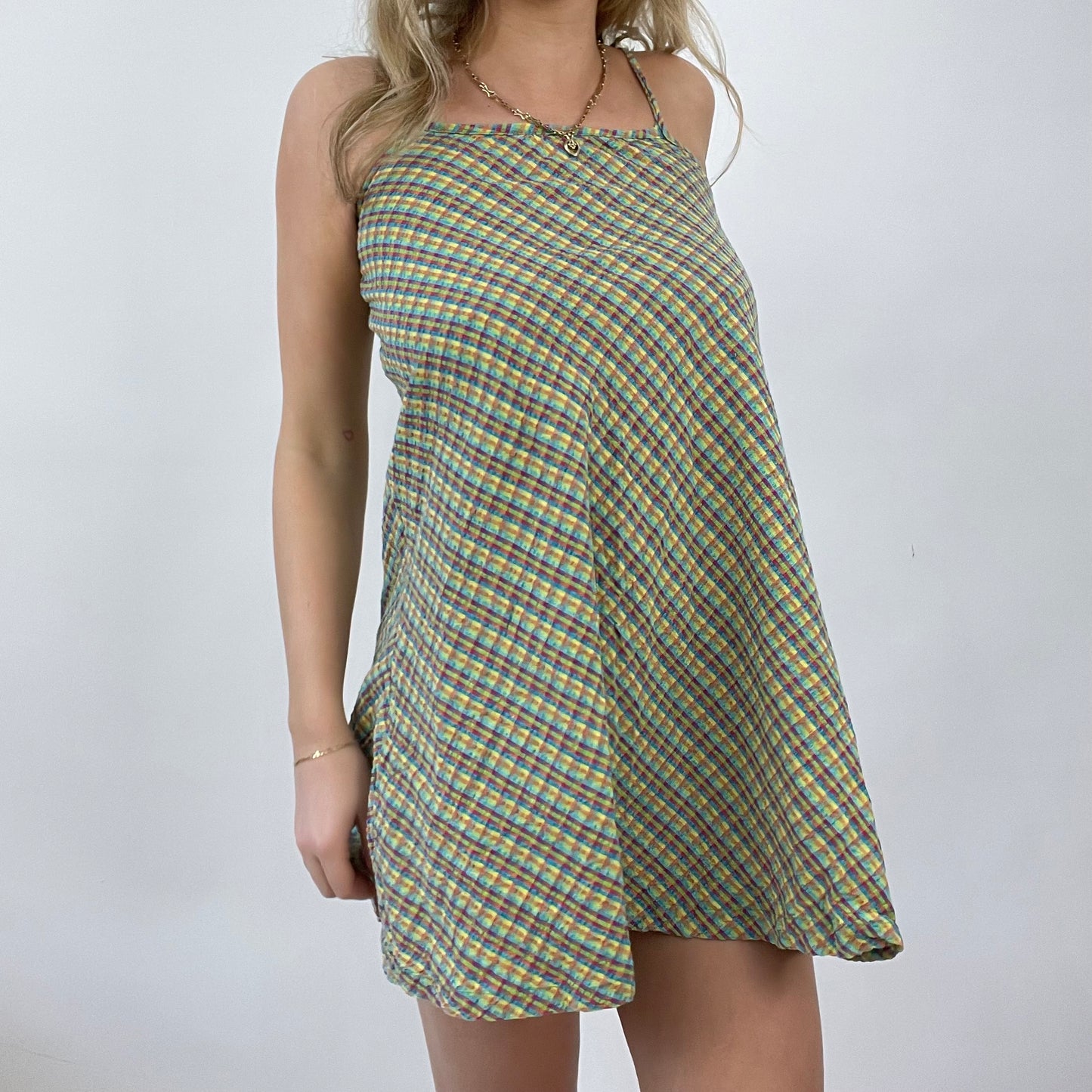 💻 COTTAGECORE DROP | xs green checked mini dress