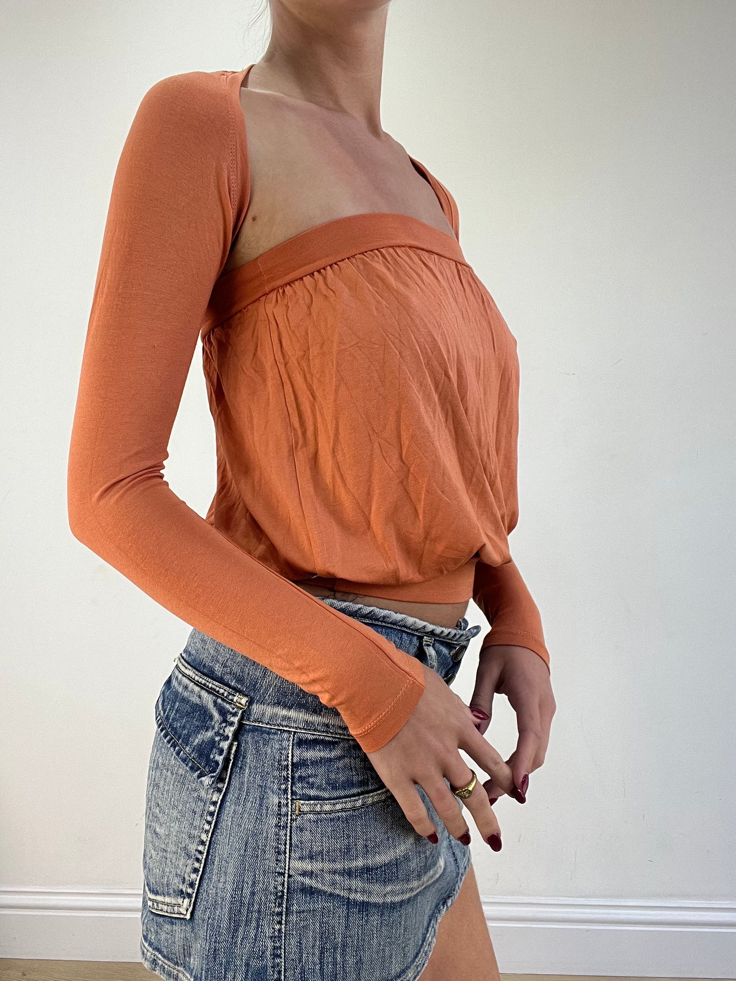 vintage edit sixteen | small orange bandeau and long sleeve bolero set