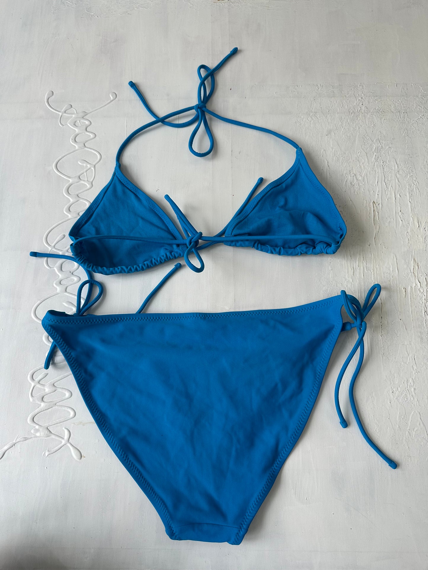 vintage edit twenty-nine | small blue bikini set with tie side bottoms