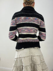 countryside | small black and purple striped knitted cardigan