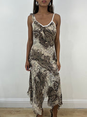 vintage edit: indie sleaze | small brown asymmetric midi dress
