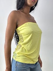 vintage edit twenty-five | large yellow tezenis bandeau top with lace back