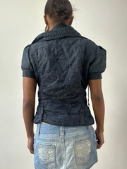 LFW edit | extra small navy blue miss sixty سترة الفضة المزدوجة
