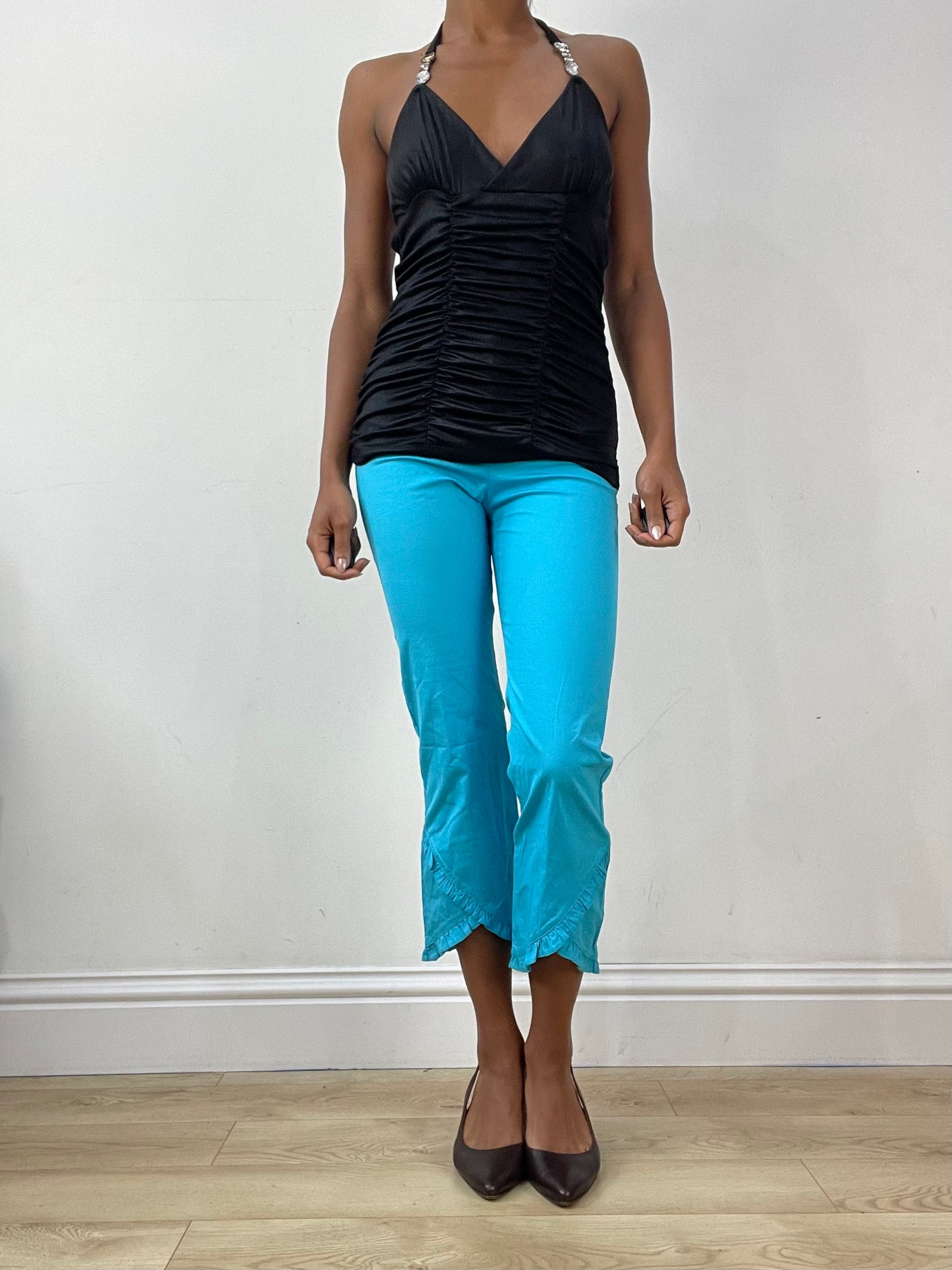 vintage edit: halloween | small black ruched halterneck top