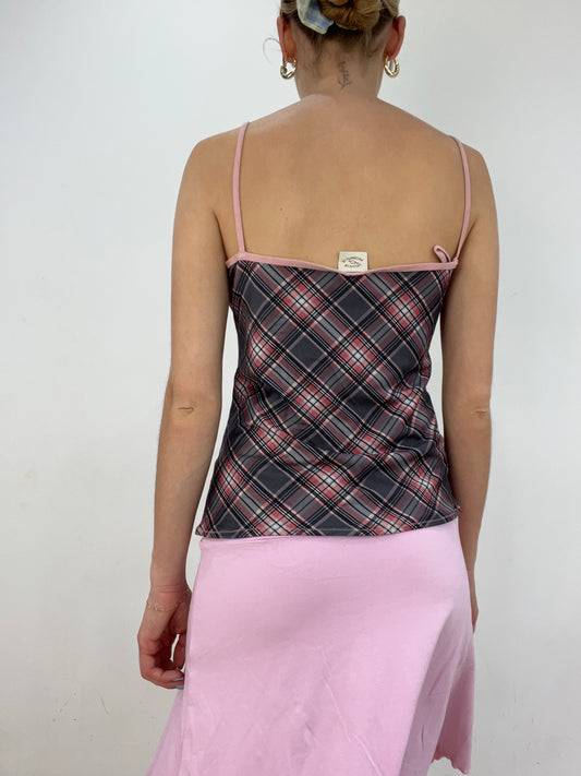 vintage edit twenty eight | medium pink and grey blumarine cami with plaid print