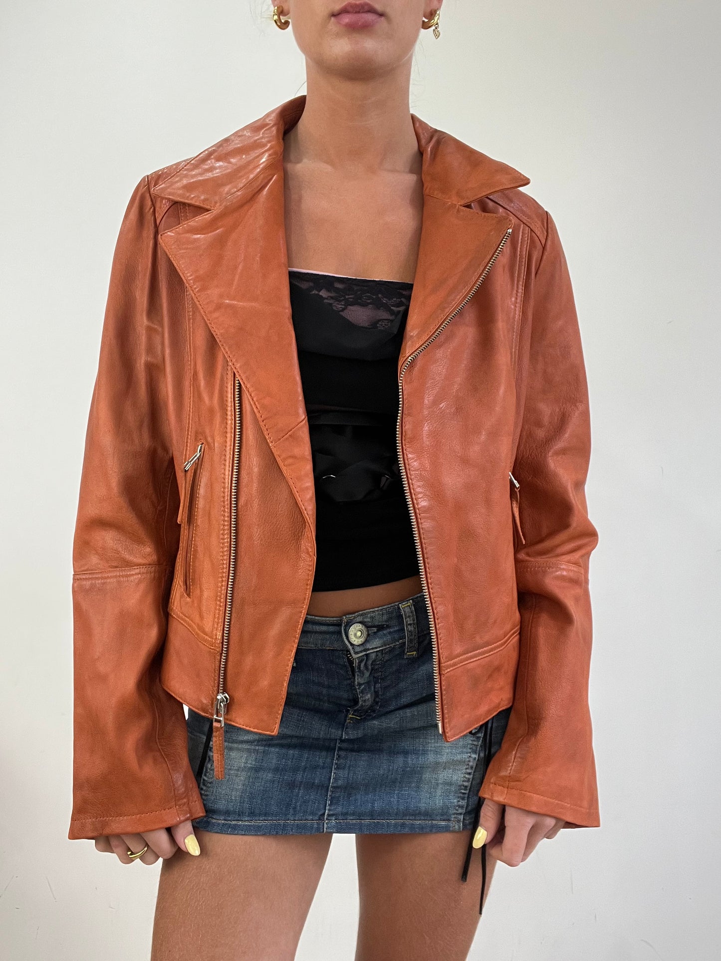 vintage edit eleven | medium orange real leather jacket