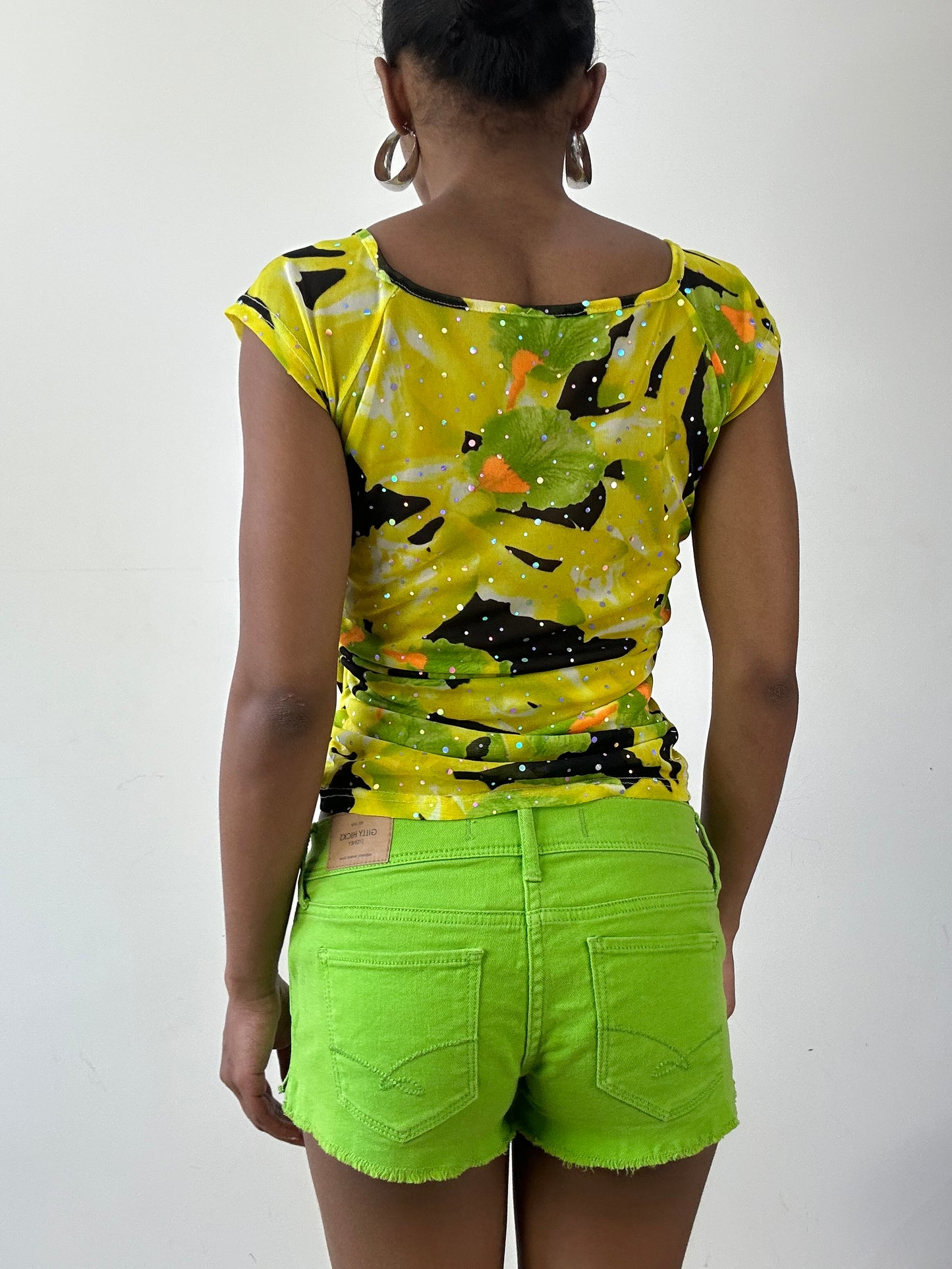 vintage edit twenty-seven | small green and yellow floral top with iridescent details