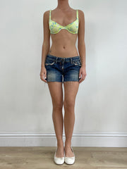 vintage edit twenty-four | Pequeno verde e azul abstrato impressão set de bikini