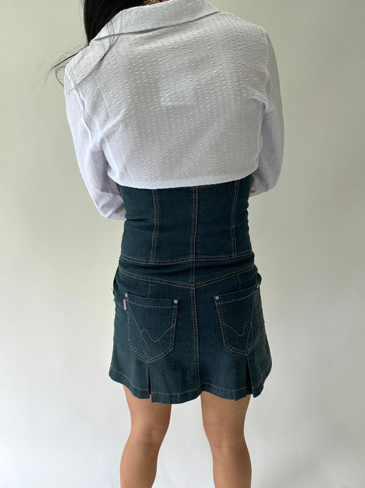 sailor drop | small blue denim corset dress